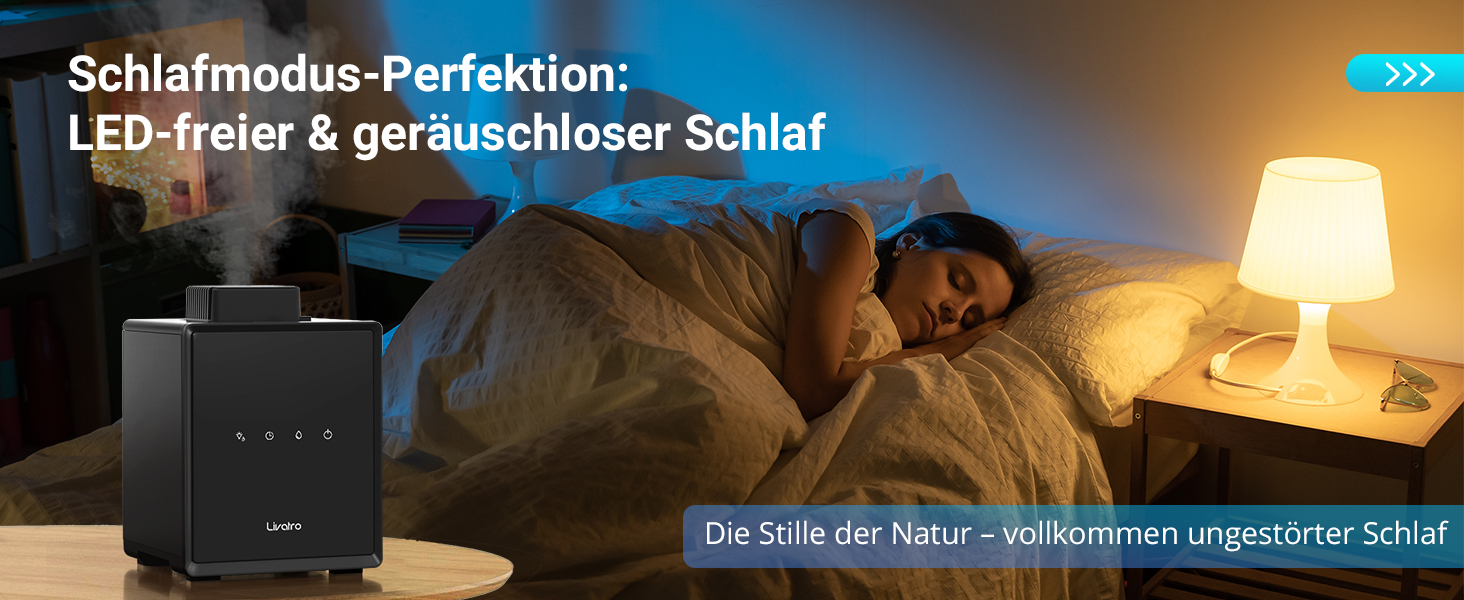 Зволожувач повітря для спальні та вітальні з верхнім заповненням, 3L, нержавіюча сталь, теплий туман, знищує 99,97% бактерій, з режимом сну, білий (чорний)