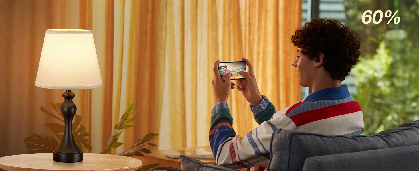 Настільна лампа Kakanuo з торшером, 2 шт., з USB-портами A+C, диммування, вінтажний дизайн, для спальні, вітальні, офісу, білий абажур, золотий цоколь