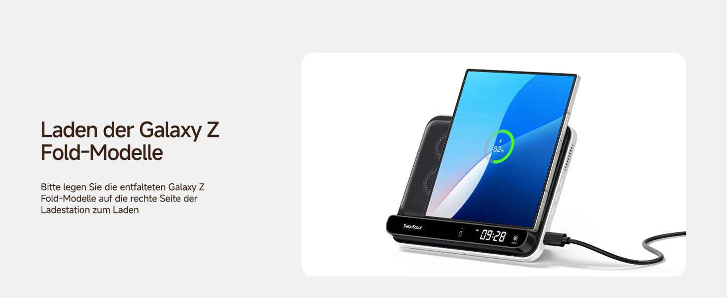 Бездротова зарядка SwanScout 30W для Samsung Galaxy Z Fold 7/S25 Ultra/S25, iPhone 17/16, Galaxy Watch 8/7/6 – швидка зарядка