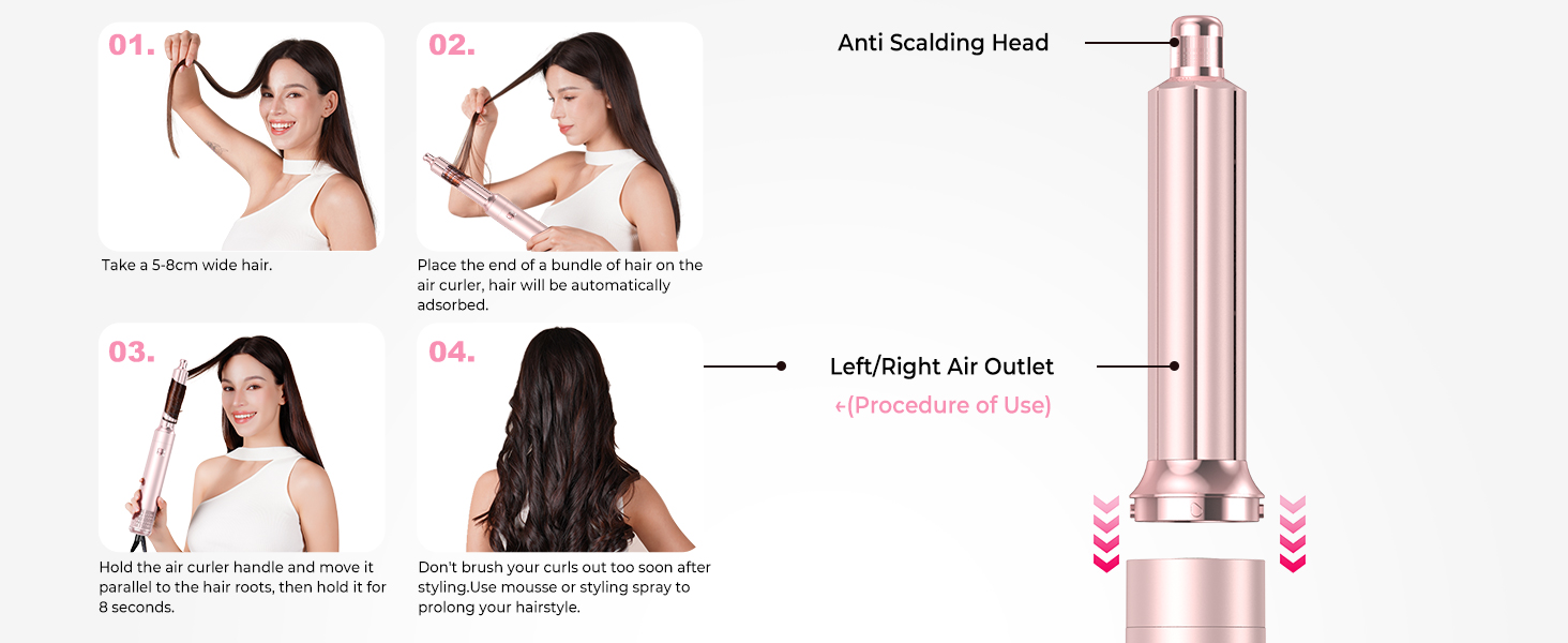 Набір для укладки волосся 6 в 1 Pro Hair Styler: фен, щітка, плойка, автоматична завивка. 1000W, для всіх типів волосся (Оранжевий)