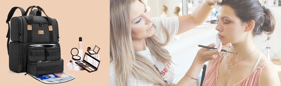 Косметичка-рюкзак BAFASO для жінок та дівчат, органайзер для макіяжу, чорна косметичка для подорожей
