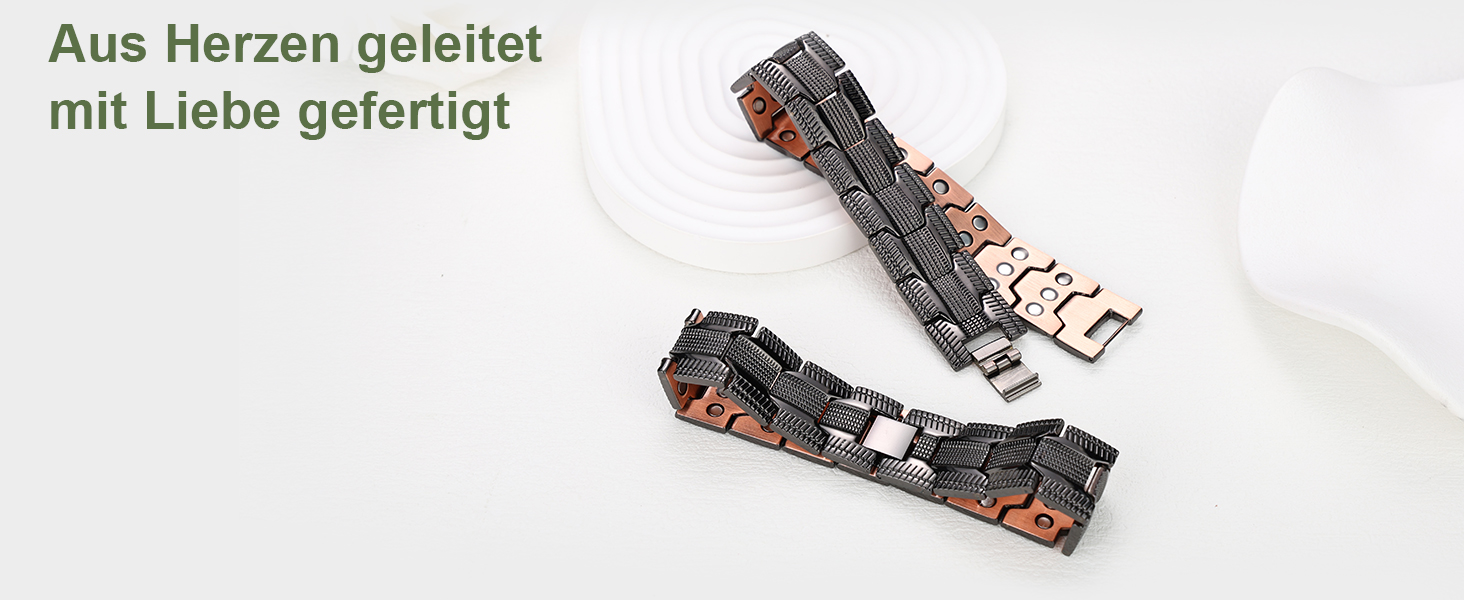 Браслет чоловічий MagEnergy з міді, 3 магніти, регульована довжина, чорний