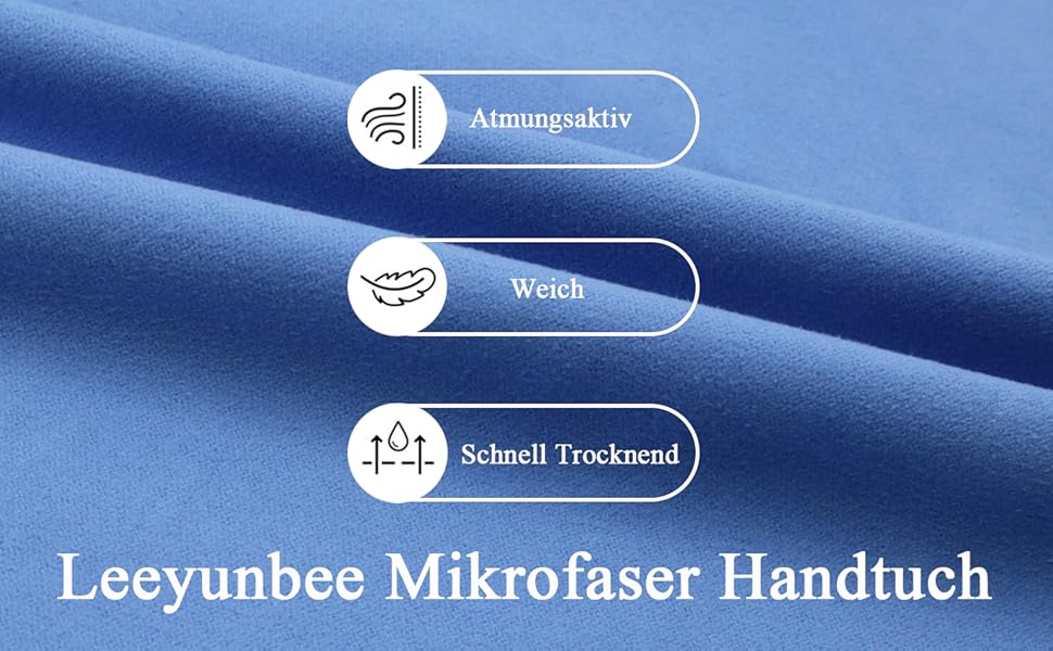 Набір рушників Leeyunbee з мікрофібри (2 шт.) - 160x80 см + 80x40 см, швидковисихаючі, для спорту, подорожей, пляжу, блакитні