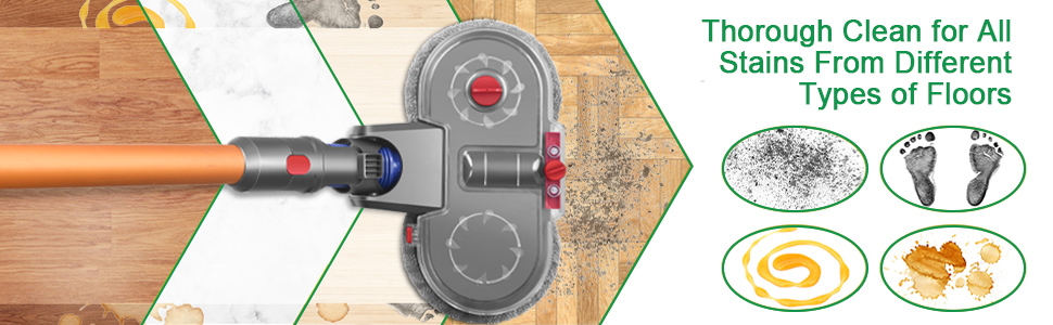 Насадка для пилососа Dyson V15/V11/V10/V8/V7 Jajadeal: електричний миючий моп з баком та змінними мікрофібрами (12 шт.)
