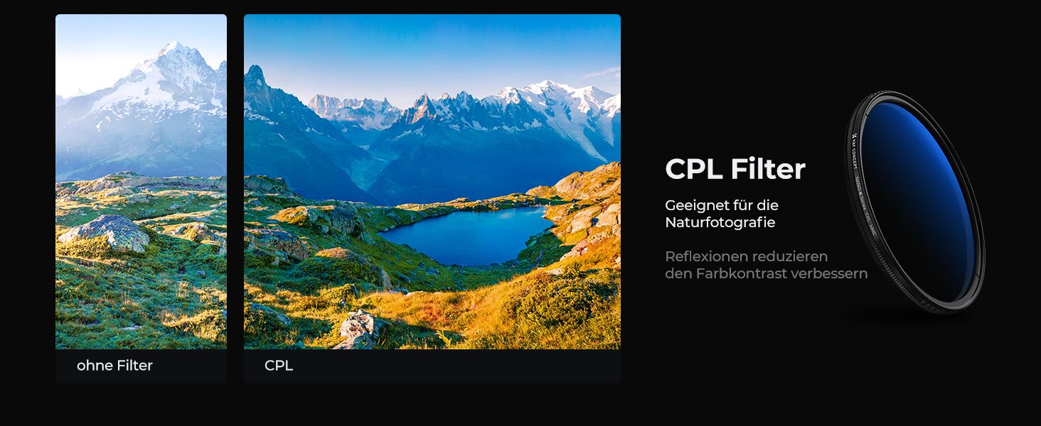 Набір фільтрів K&F Concept 62mm: UV, CPL, ND4 (Nano-Klear)