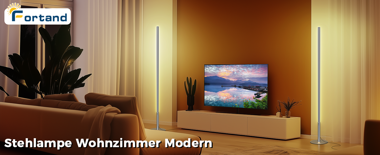 LED торшер Fortand з димуванням, пульт, 147 см. Сучасний торшер для вітальні та спальні. Регулювання кольору та яскравості 2700K-6500K