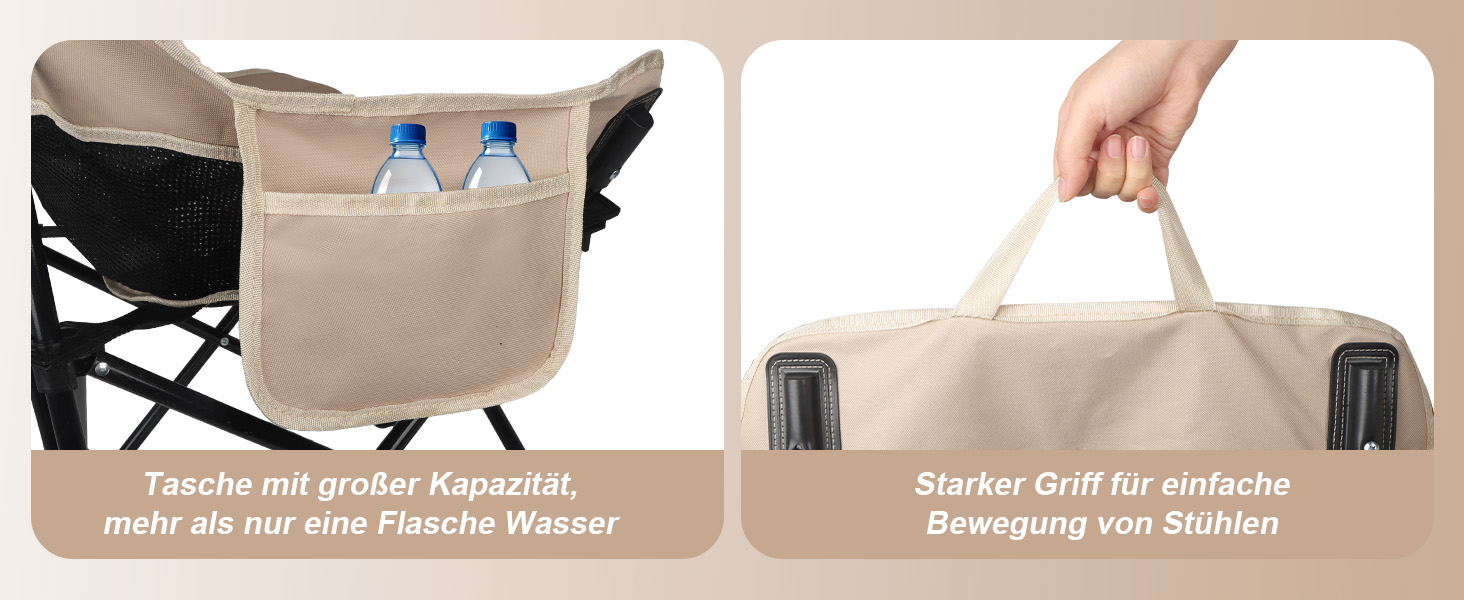 Складний туристичний стілець Outwell для риболовлі та відпочинку, 150 кг, з кишенею, хакі