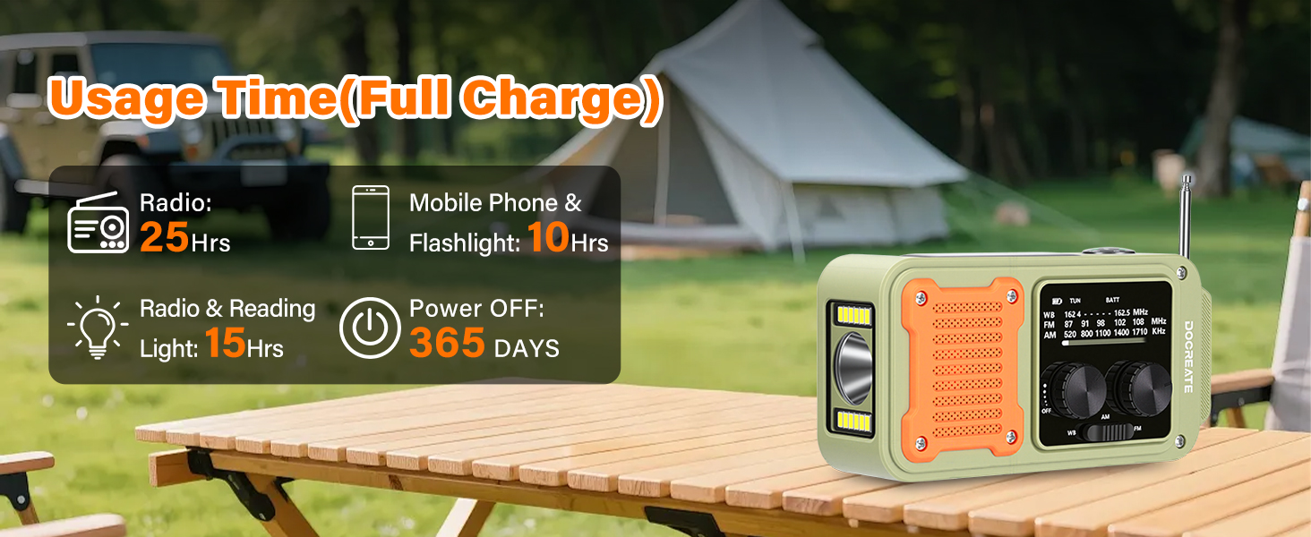 Радіо на механічній ручці Diymore 2000mAh з сонячною панеллю, FM/AM/WB, Power Bank, LED ліхтарик для кемпінгу, SOS сигнал, компас. Радіоприймач для екстрених ситуацій та відпочинку на природі, чорний