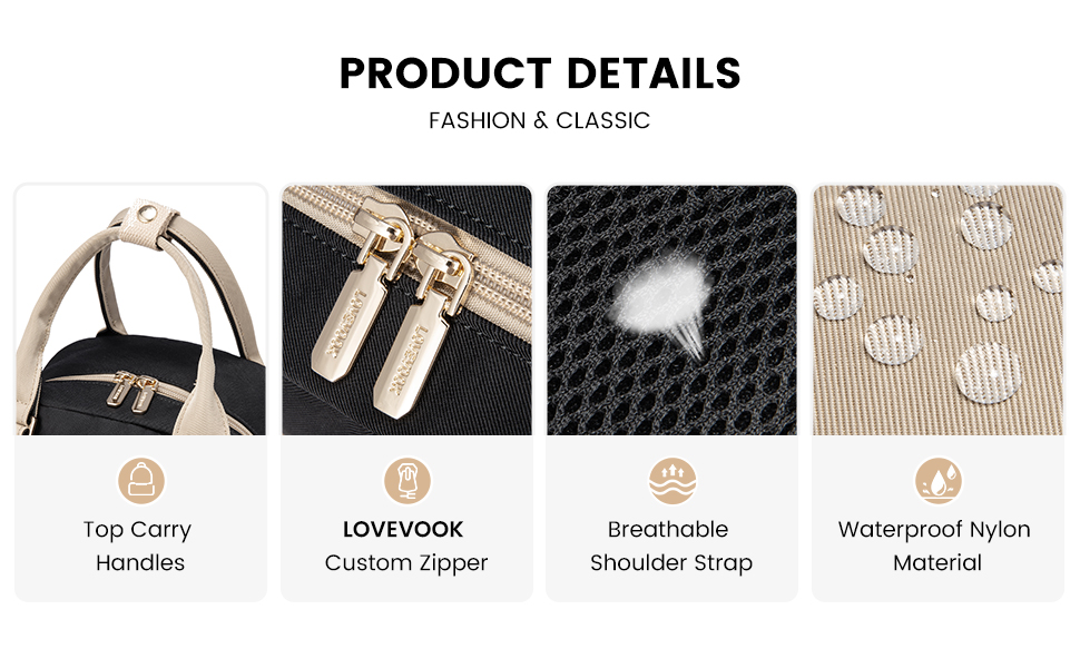 LOVEVOOK Рюкзак жіночий маленький, водонепроникний, міський, 2-в-1 з USB-портом, міні-рюкзак, сумочка, для роботи, школи, подорожей, елегантний, хакі, чорний, 11 дюймів