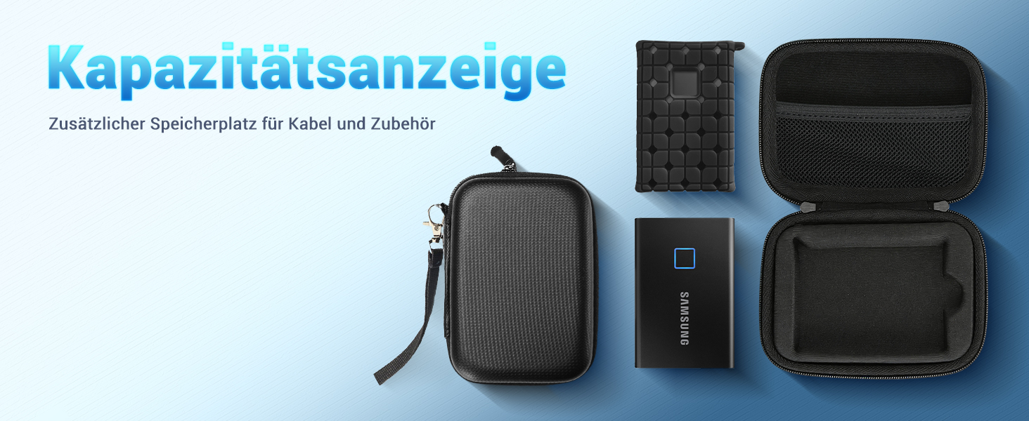 Чохол ProCase для SSD Samsung T7/T7 Touch (500GB, 1TB, 2TB) - Захисний кейс з силіконовою вставкою, чорний