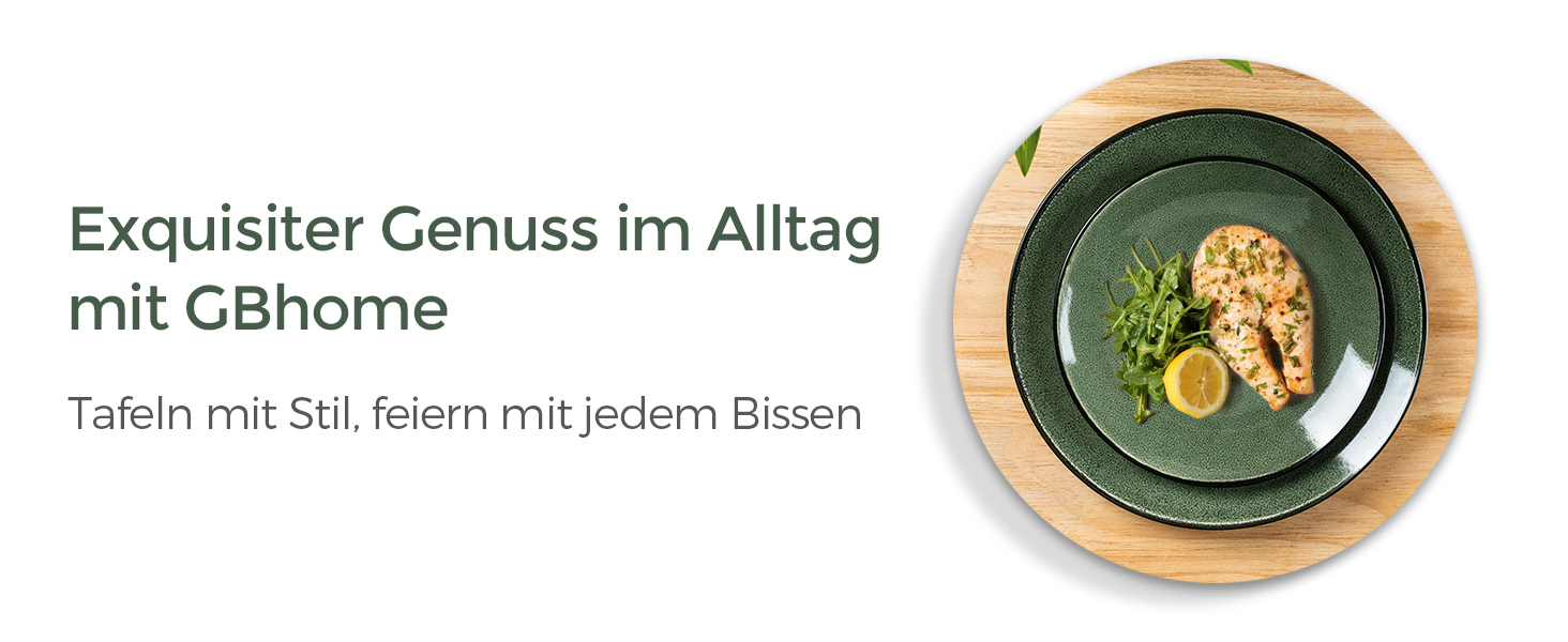 Набір посуду GBhome з реактивної глазурі для 6 осіб (18 предметів), ручна робота, кераміка, безпечний для мікрохвильовки та посудомийної машини, набір тарілок та мисок