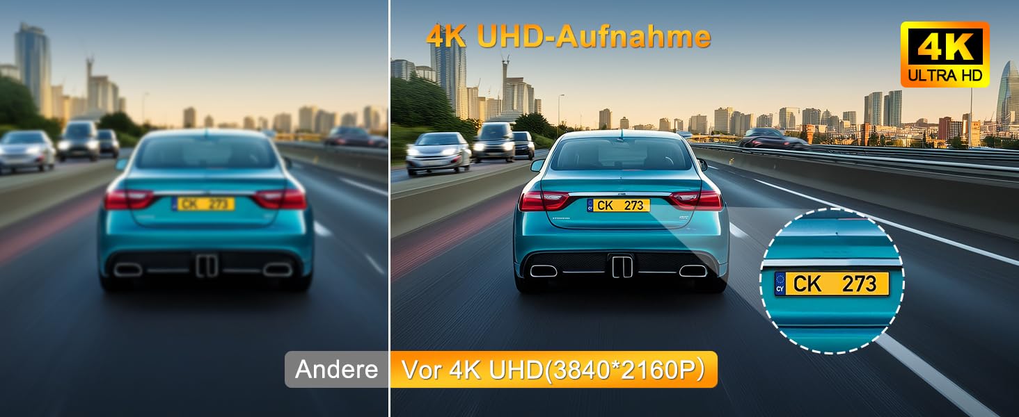 Автомобільний відеореєстратор 4K з 2.99'' екраном, 5G WiFi, SD-картою 64ГБ, нічною зйомкою WDR, кутом 170°, G-сенсором та режимом паркування