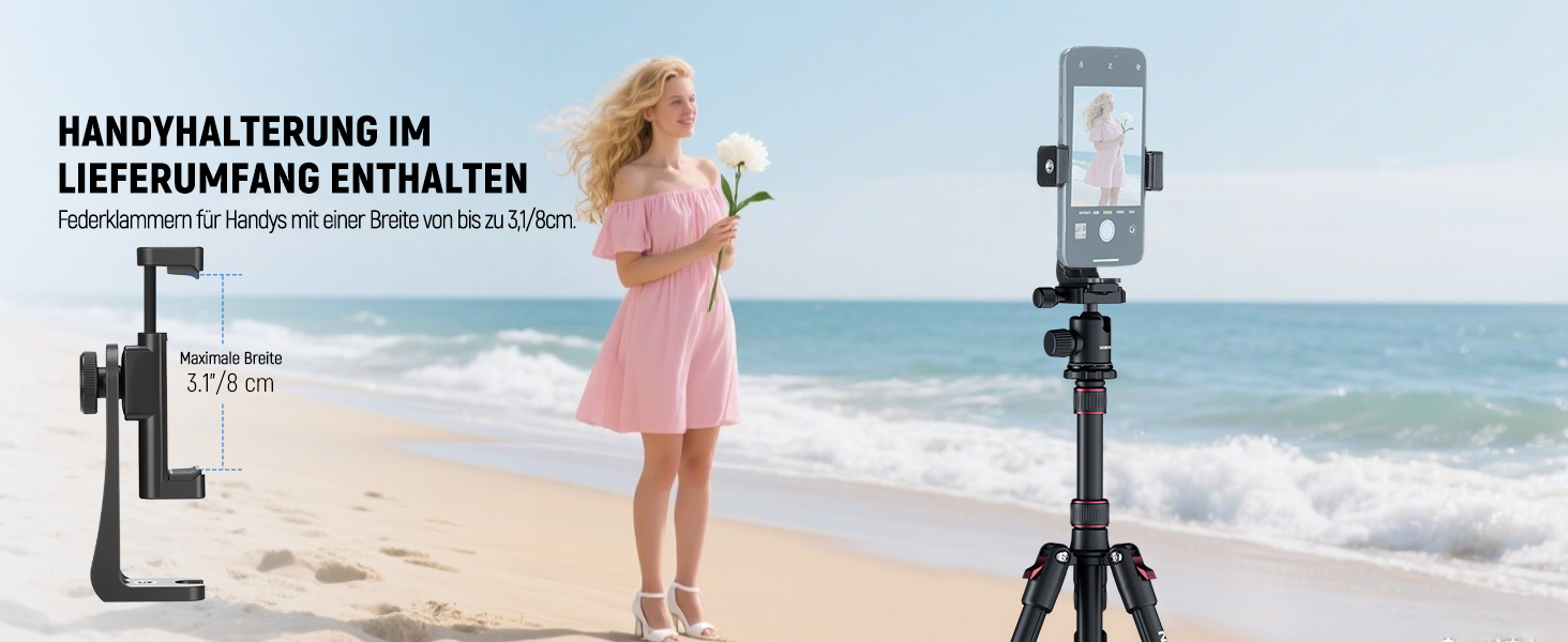 Штатив для камери NEEWER Basics з моноподом, 71' (22 см) з алюмінію, важкий, портативний, для подорожей, DSLR, мобільний телефон, 360° кульова головка, кріплення для телефону, сумісний з iPhone, для зйомки відео