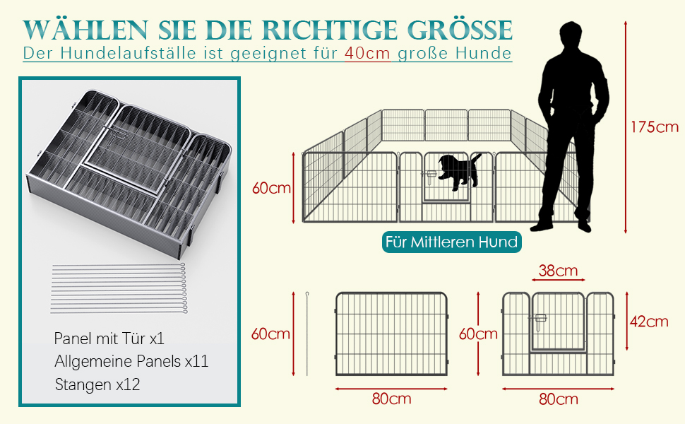 Металевий вольєр для цуценят та собак, забіг з 12 секцій, висота 60 см