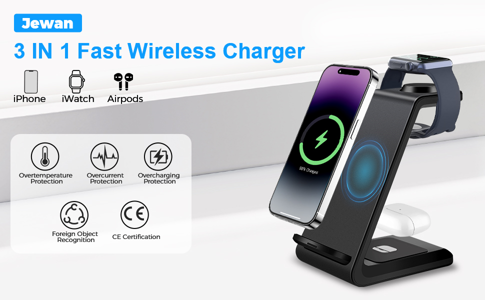 3-в-1 Бездротова зарядка Induktive для iPhone, Apple Watch та AirPods Pro