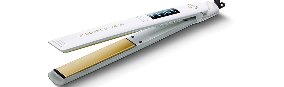 Професійний випрямляч для волосся Gama Italy Elegance Argan з олією аргана, 150-230°C, білий