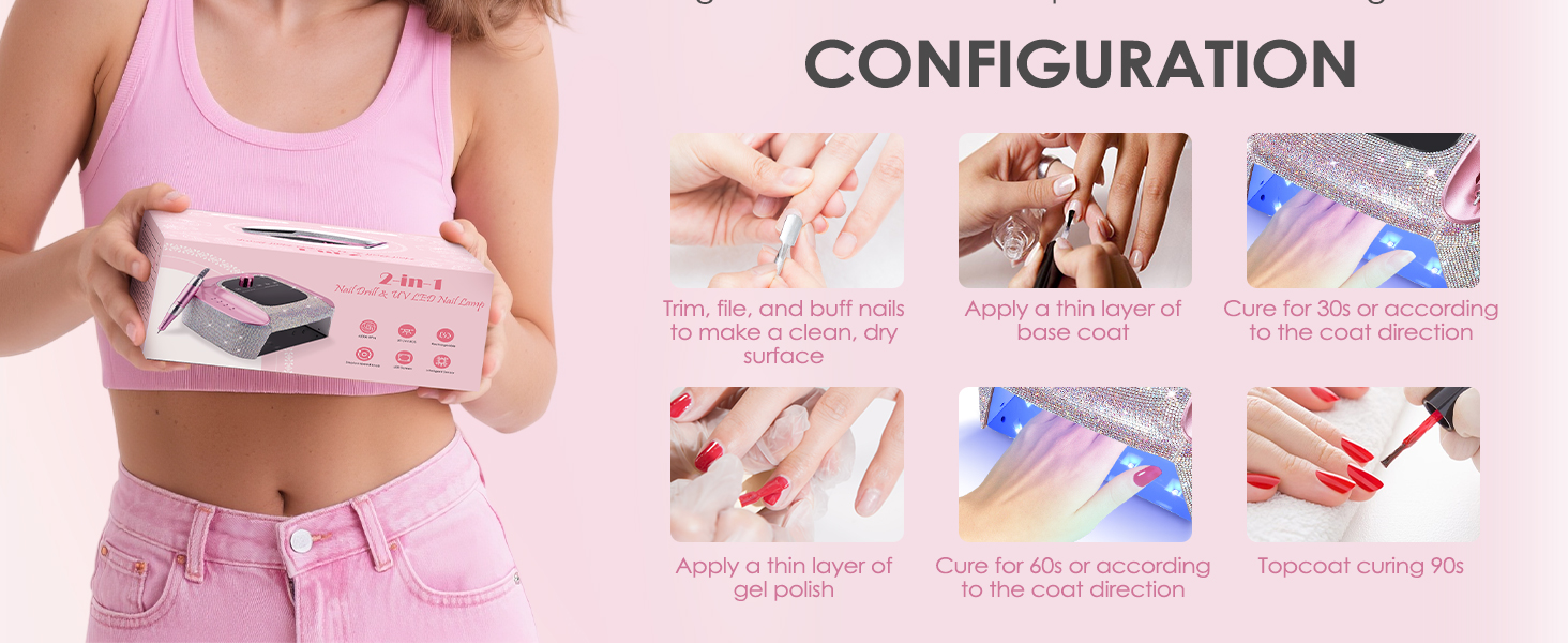 Професійний набір для манікюру 2-в-1: фрезер та UV-лампа, 45000 RPM, для дому та салонів