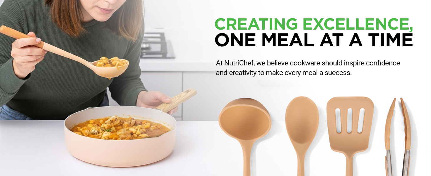 Набір посуду NutriChef Topfset 14 предметів для індукції, рожевий – керамічне антипригарне покриття, знімні ручки, скляні кришки