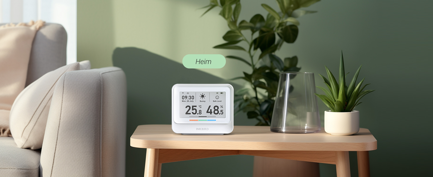 WiFi-термометр і гігрометр INKBIRD IBS-TH5, 8-в-1, з електронним чорнильним дисплеєм, прогнозом погоди, керуванням через додаток і сповіщеннями для дому