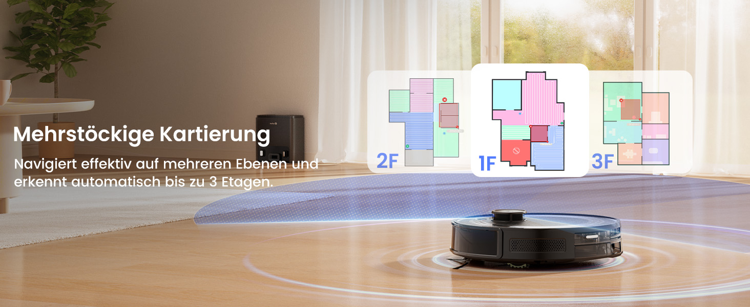 Робот-пилосос LEFANT M2 Pro з потужністю 6000 Pa, автоматичною витяжкою сміття, лазерною навігацією та картографією, індивідуальним прибиранням, уникненням перешкод PSD, ідеальний для видалення шерсті тварин, білий (M2Plus)