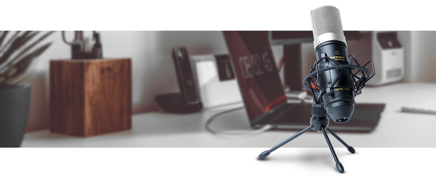 Мarantz Professional MPM1000 - XLR конденсаторний мікрофон з поп-фільтром, підвісом, штативом та XLR кабелем для дому/студії