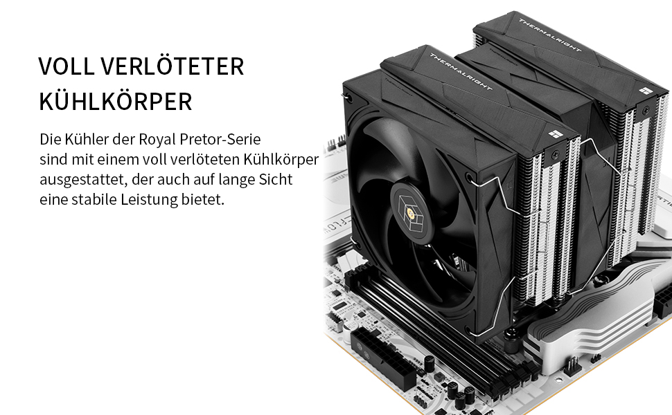 Кулер для процесора Thermalright Royal Pretor 130 Ultra White, двовежевий повітряний охолоджувач, 7 теплових трубок, для AM4/AM5, Intel LGA1851/1700/115x/2011, білий