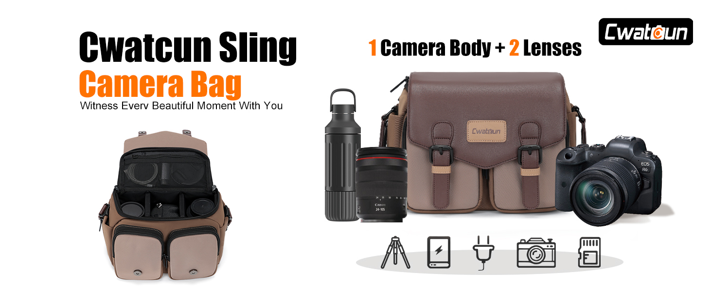 Компактна камера Cwatcun з водонепроникним корпусом та штативом, для фотографії DLR/LR/piegelloe, об'єктив (коричневий)
