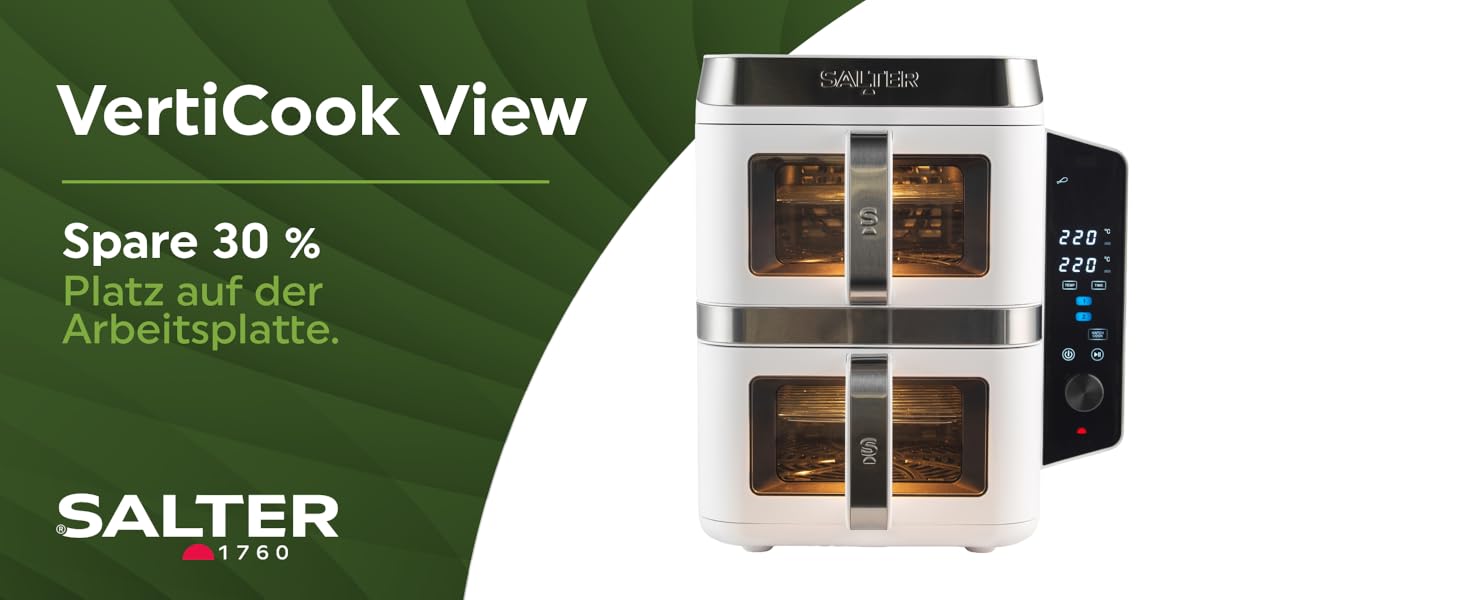 Фритюрниця Salter VertiCook View з вертикальною подвійною шухлядою, 9л, 12 функцій, без PFAS