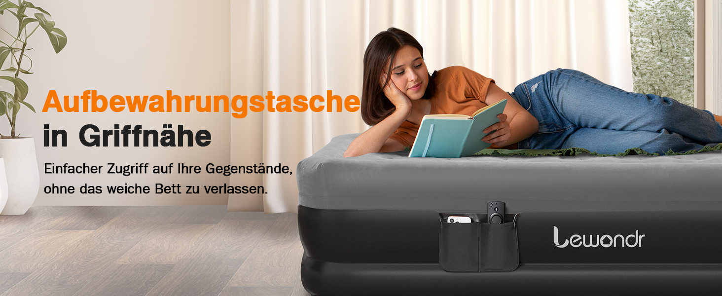 Надувне ліжко Lewondr на 2 особи з вбудованим насосом, 203x152x46 см, сірого кольору. Комфортна повітряна матрац для дому, відпочинку, кемпінгу та гостей. Максимальне навантаження 300 кг.