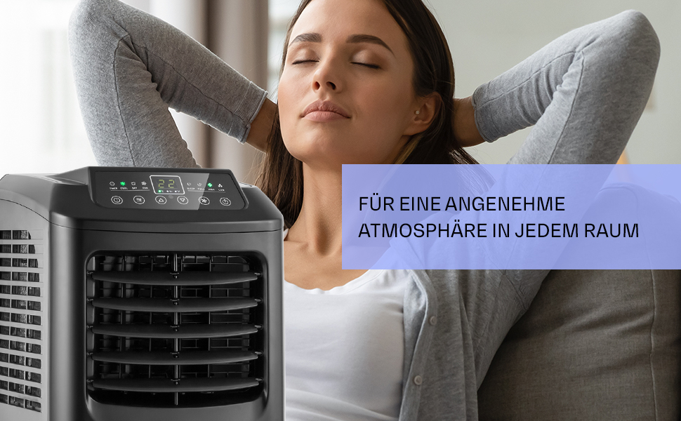 Klarstein Mobile Klimaanlage: 9000 BTU, 3-в-1 (клімат-контроль, вентилятор, осушувач), портативна для дому та офісу, білий/чорний