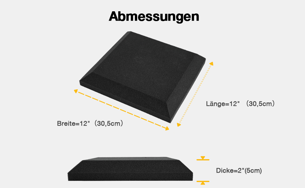 Акустичні панелі Fstop Labs для звукоізоляції, 3D шумопоглинаючий піропористий поролон (гриби), 12 шт, 30 x 30 x 5 см, чорний — для студії, офісу та дому