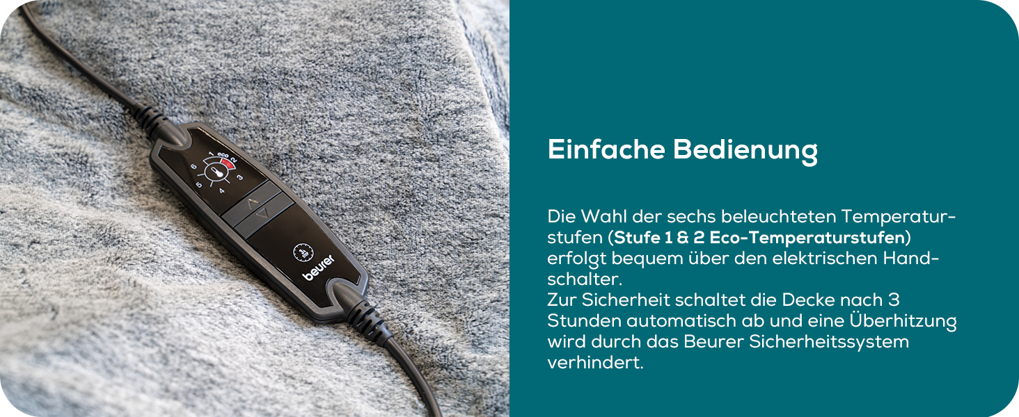 Електрична ковдра Beurer HD 75 Nordic Grey Green Planet, 180x130 см, з еко-матеріалу, 6 температурних режимів, автовимкнення