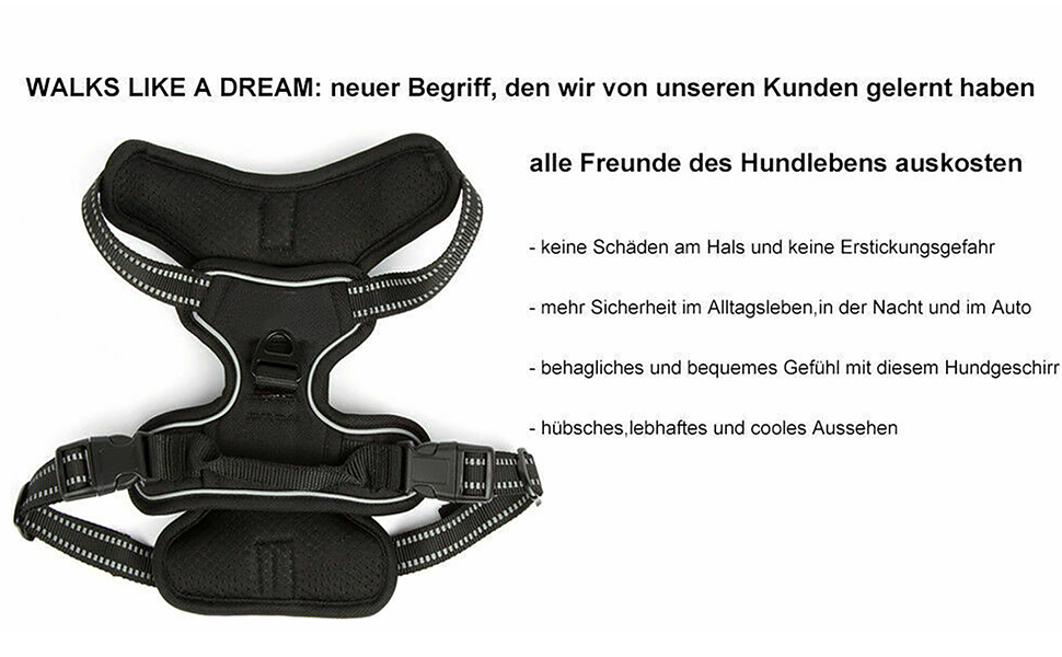 Нагрудник для собак Anti Pull для малих та середніх порід, безпечний, м'який, з регулюванням, дихаючий, з світловідбиваючими смугами (S)