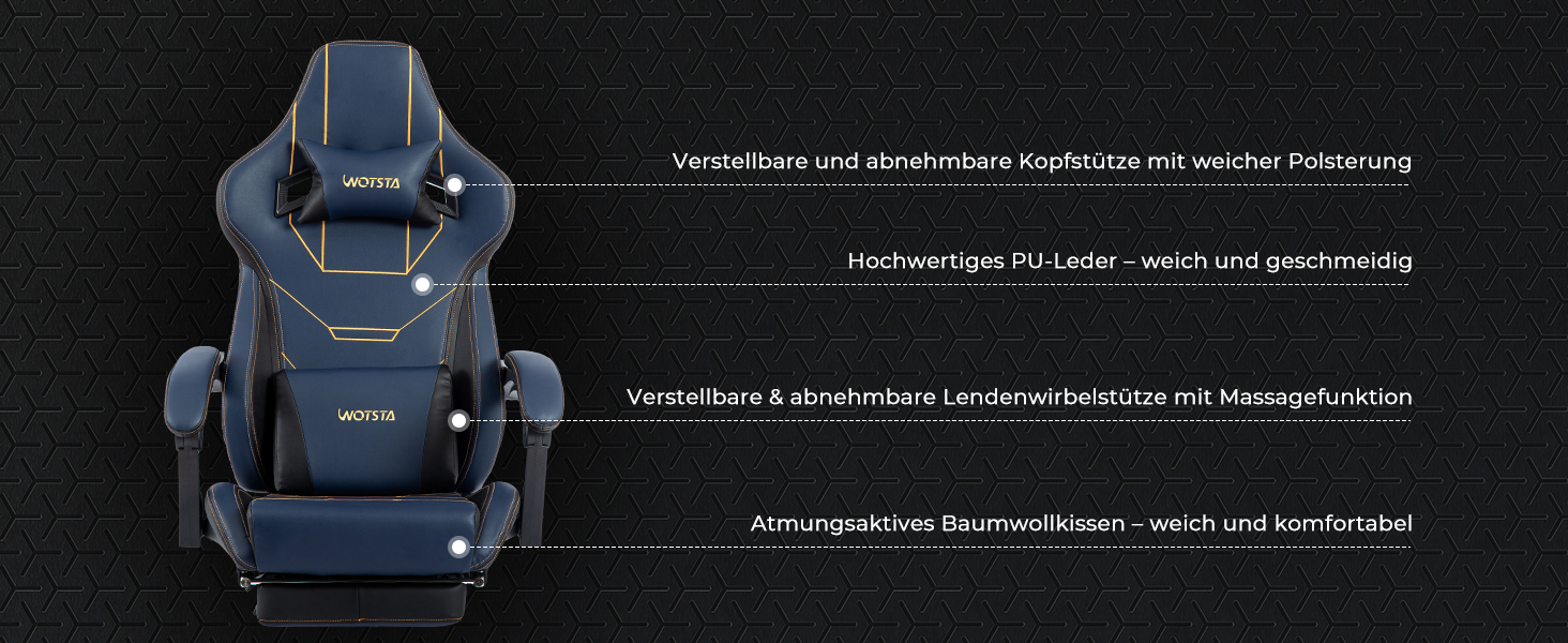 Геймерське крісло Ergonomisch з підставкою для ніг, регульованою висотою, блакитне. Офісне крісло з підтримкою попереку для комп'ютера