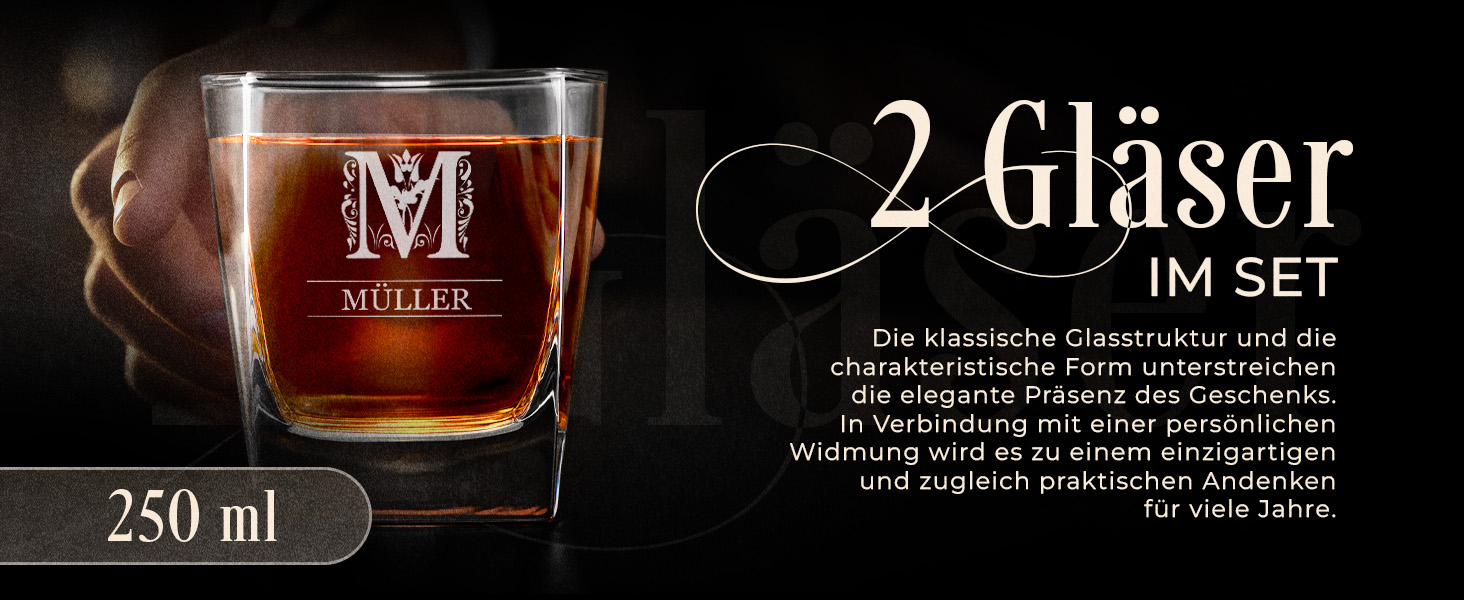 Maverton Whiskey Decanter + 2/4/6 Whiskey Glasses Set with Engraving - 700ml Decanter - Birthday Gift for Women - Monogram