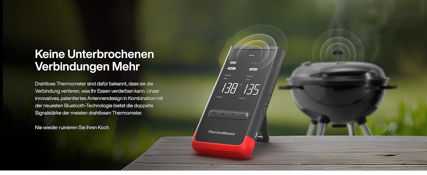 Бездротовий термометр для м'яса ThermoMaven P2 з Bluetooth 5.3, 2 зондами, 6 сенсорами, Wi-Fi, IPX8, для грилю, духовки, кухні, фритюрниці