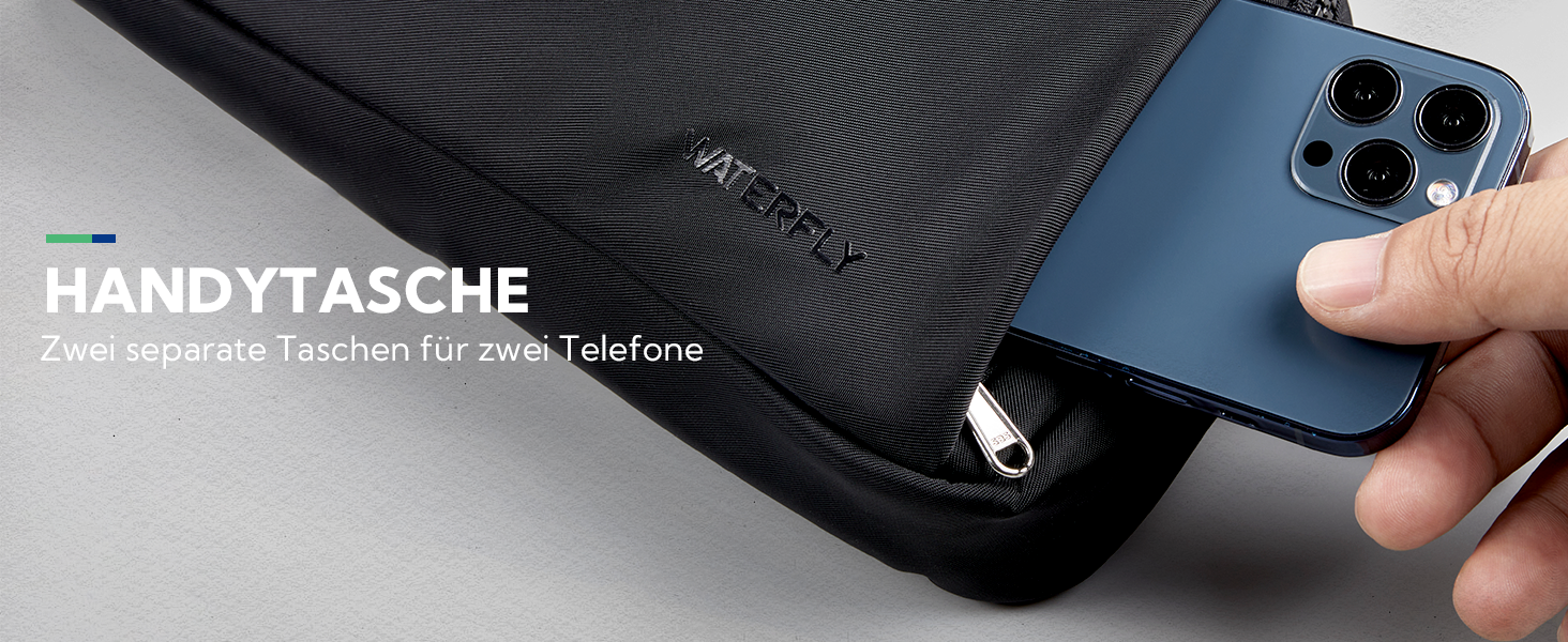 WATERFLY Поясна сумка на пояс для чоловіків та жінок: Стильна нагрудна сумка для спорту та моди, через плече, водонепроникна, маленька сумка на стегно для активного відпочинку, подорожей, походу, фестивалю, чорна