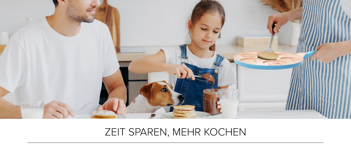 Млинцева пательня Joeji's Kitchen з 7 отворами зі смайликами, 26,5 см, антипригарна, легкий алюмінієвий литий корпус, для індукції, дитяча, універсальна для млинців та яєць, синя