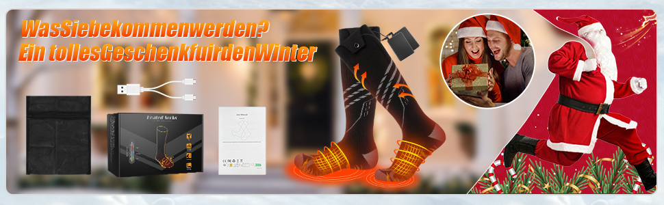 Гріючі шкарпетки для чоловіків та жінок, 5000mAh, 5V, 4 режими температури, для активного відпочинку, чорні