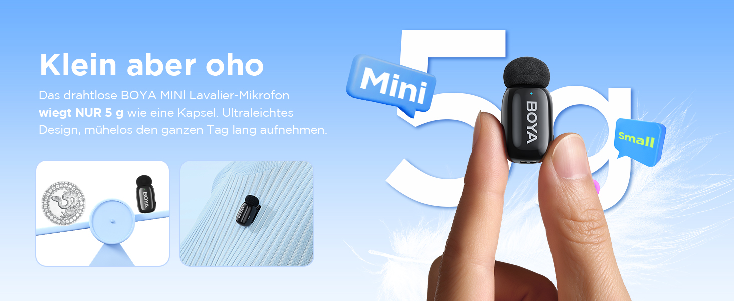 BOYA Mini 2: Бездротовий мікрофон-лавал'єр USB-C для iPhone/Android, 48kHz/24Bit, для Vlogging та TikTok