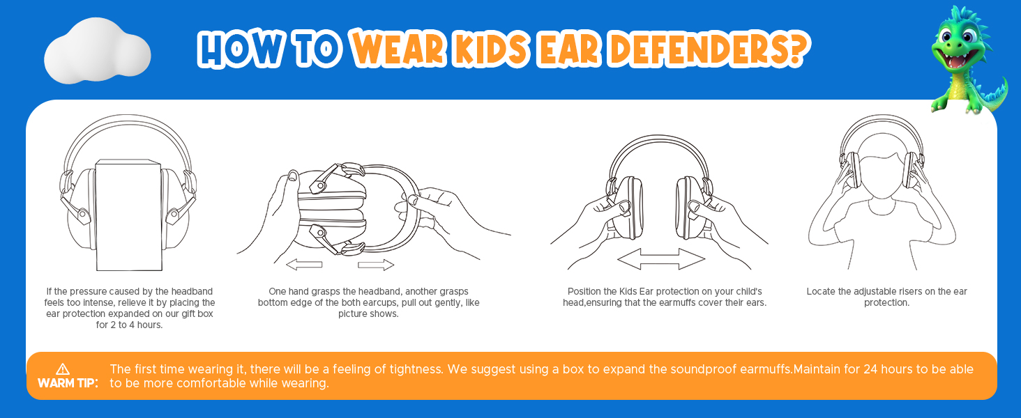 Навушники для захисту від шуму для дітей JYPS, SNR 25dB, блакитні. Захист вух для школи, концерту, будівництва, для аутистів та дорослих