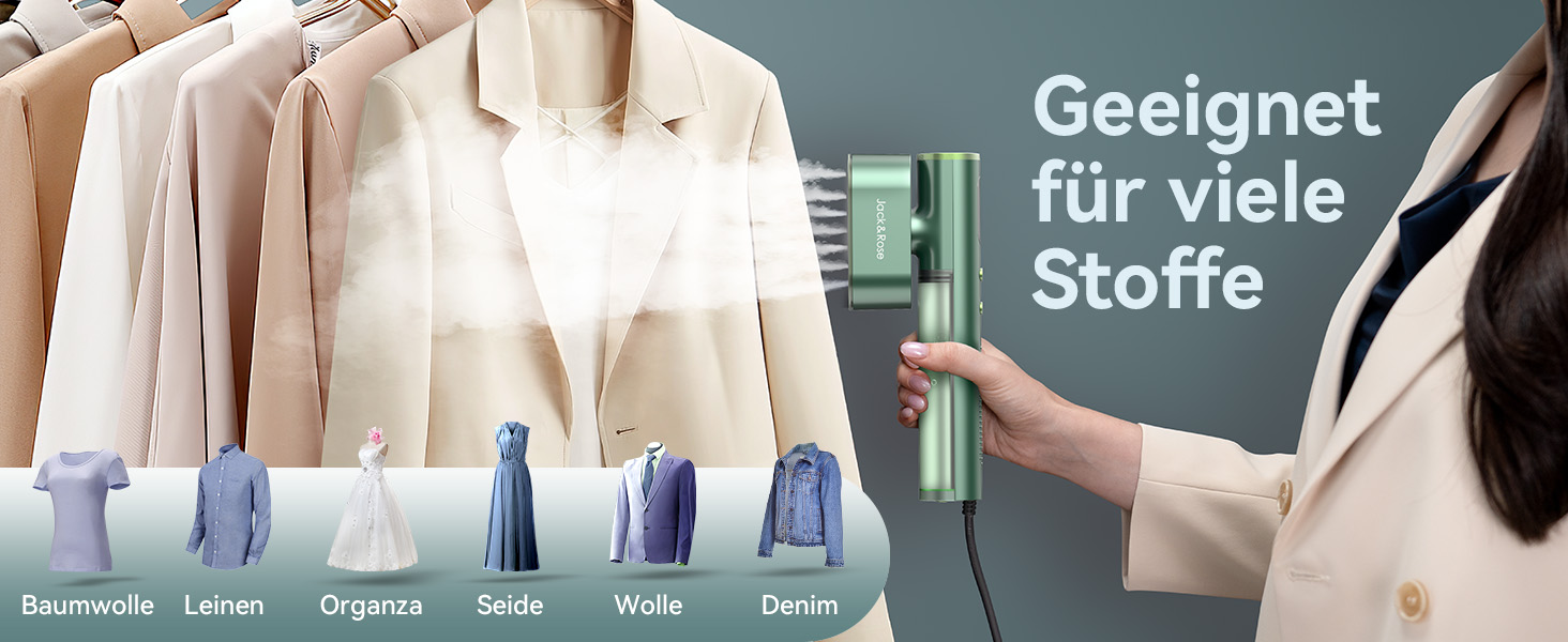 Портативний відпарювач для одягу Steamer 2-в-1 1000W, для глобальних подорожей, зелений