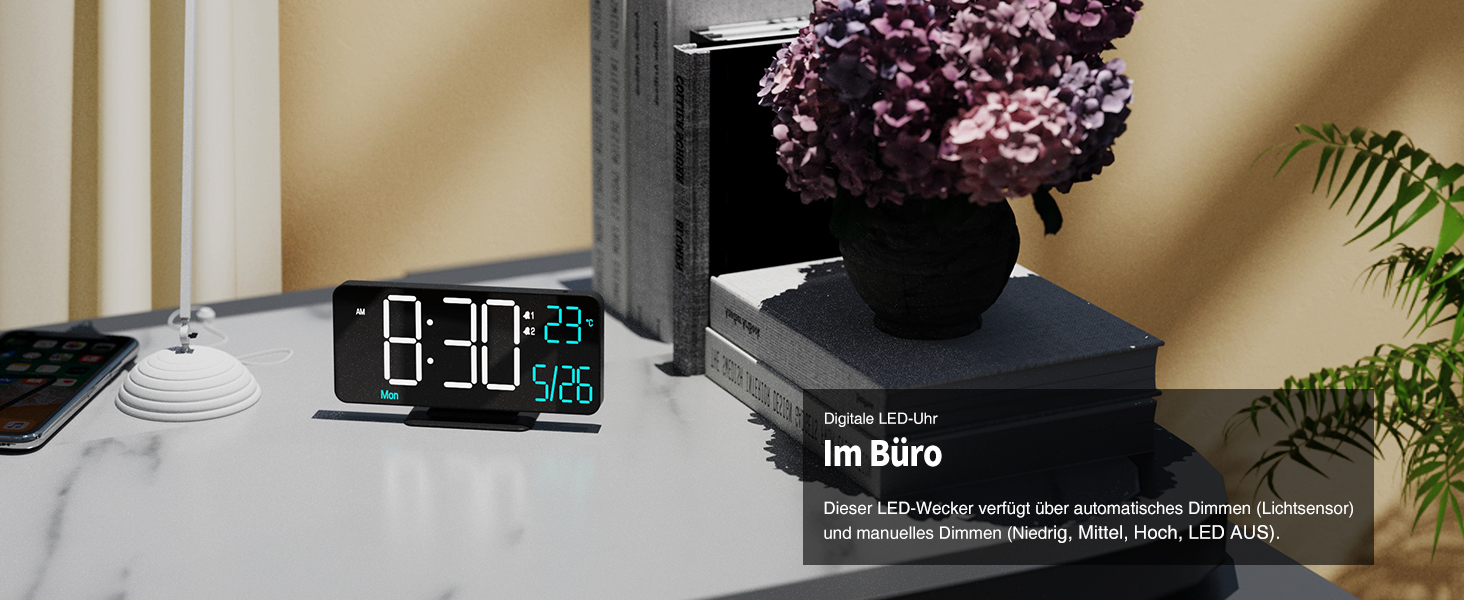 Цифровий LED будильник для спальні KOSUMOSU 6.7