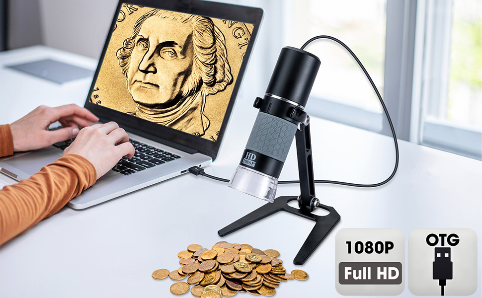 Цифрова мікроскоп-камера Ninyoon 1080P USB для iPhone, iPad, Android, PC, 50-1000x, з підсвічуванням, для монет, рослин, паяння, шкіри, скальпу