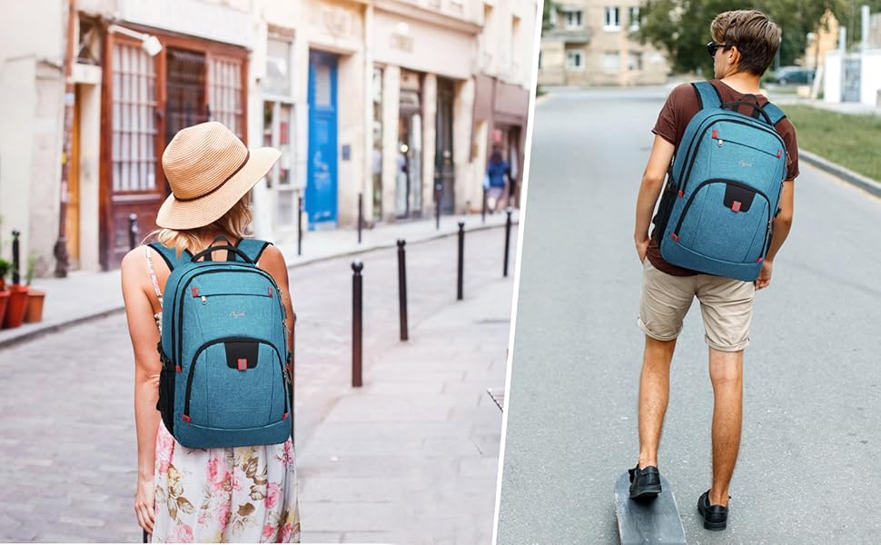 Рюкзак Cafele з RFID захистом та USB зарядкою для ноутбука, 17.3 дюйми, синій