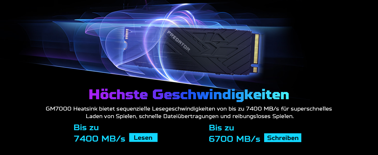 SSD Acer Predator GM7000 1TB NVMe PCIe Gen4 з DRAM Cache - для ПК, ноутбука, PS5