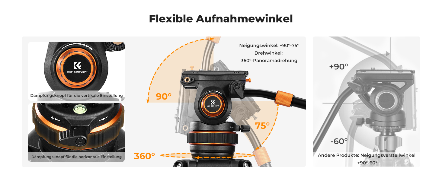 Штатив для камери K&F CONCEPT VA3+BV20: відео штатив з поворотним кріпленням, 184 см, для DSLR, відеокамер