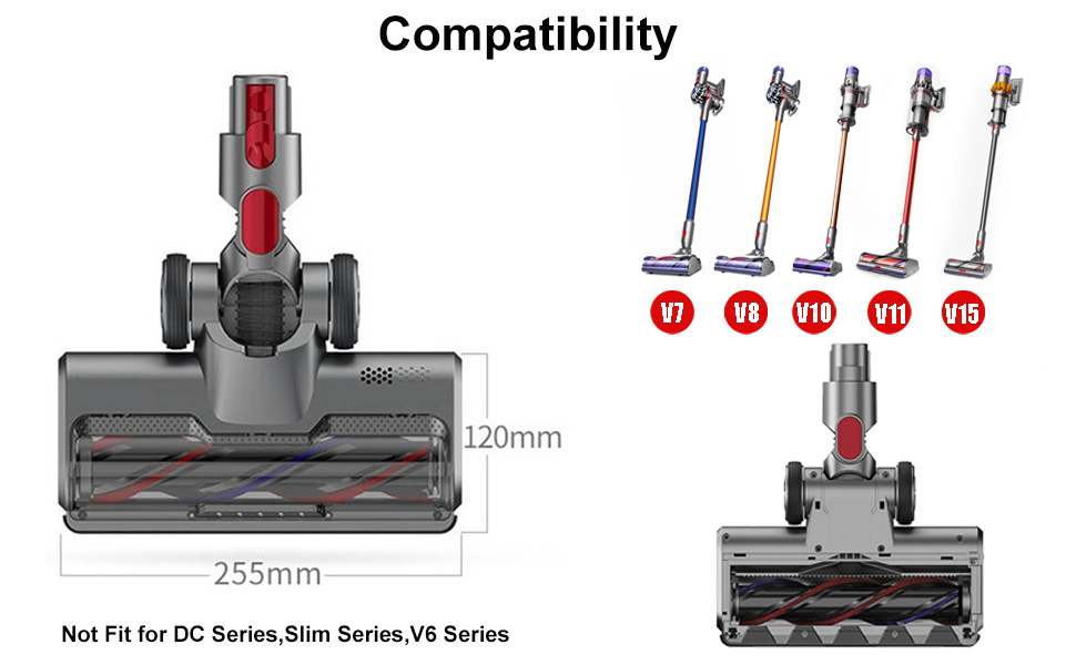 Італдос Турбощітка електрична для пилососів Dyson V7 V8 V10 V11 V15 з LED-підсвічуванням