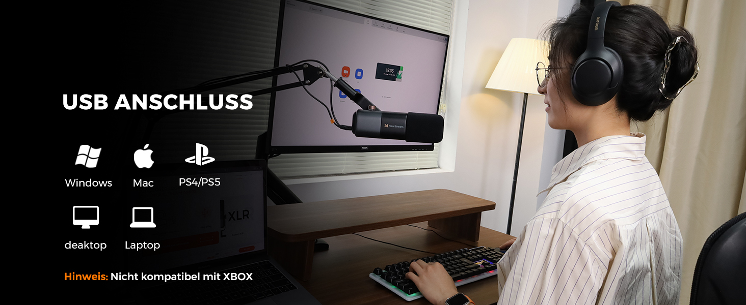 Динамічний мікрофон NearStream USB/XLR для PC Gaming, Streaming, Podcast. З регулюванням гучності, LED кнопкою Mute та кріпленням. Сумісний з MAC, PS4, PS5, Mixer (AM10X)