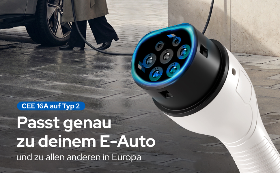 Зарядний пристрій (wallbox) для електромобіля 11 кВт Typ 2, кабель CEE 16A - Typ 2 5м, 3 фази, портативна станція, регульована потужність